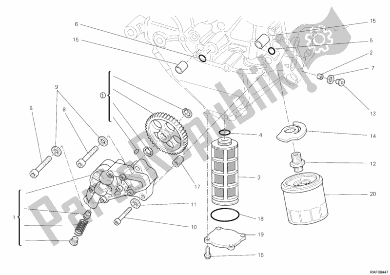Alle onderdelen voor de Oliepomp - Filter van de Ducati Streetfighter USA 1100 2011